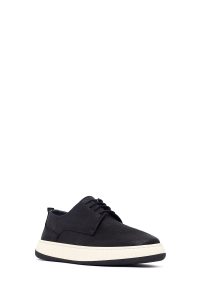 کتونی مردانه مشکی بندی زیره ضخیم چرمی دری مد