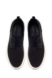 کتونی مردانه مشکی بندی زیره ضخیم چرمی دری مد