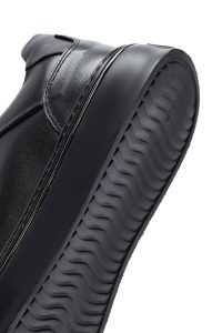 کتونی مردانه مشکی بندی زیره ضخیم چرمی دری مد