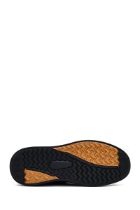 کتونی مردانه مشکی بندی زیره ضخیم چرمی چاپ‌دار دری مد