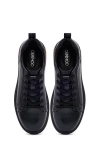 کتونی مردانه مشکی بندی چرمی دری مد