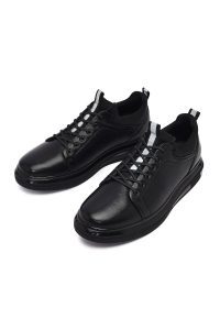 کتونی مردانه مشکی بندی چرمی دری مد