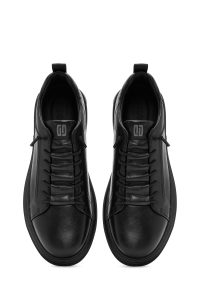 کتونی مردانه مشکی بندی چرمی دری مد