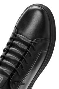 کتونی مردانه مشکی بندی چرمی دری مد