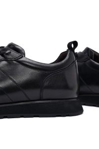 کتونی مردانه مشکی بندی چرمی کژوال دری مد