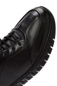 کتونی مردانه مشکی بندی چرمی کژوال دری مد