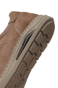 کتونی مردانه نبوک چرمی بژ بندی دری‌مد