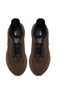 کتونی مردانه نبوک چرمی ویزون بندی زیره ضخیم دری مد