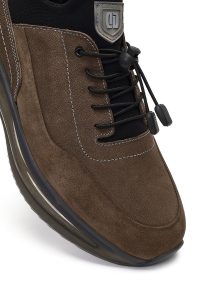 کتونی مردانه نبوک چرمی ویزون بندی زیره ضخیم دری مد