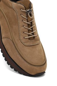 کتونی مردانه نبوک چرمی ویزون بندی کژوال با زیره ضخیم دری مد