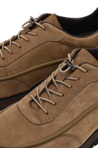 کتونی مردانه نبوک چرمی ویزون بندی کژوال با زیره ضخیم دری مد