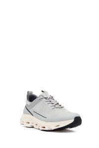 کتونی مردانه پارچه‌ای طوسی بندی زیره ضخیم