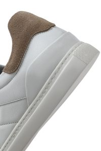 کتونی مردانه چرم سفید بنددار دری مد