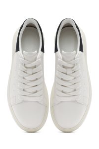 کتونی مردانه چرم سفید بنددار دری مد