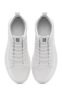 کتونی مردانه چرم سفید بنددار دری مد