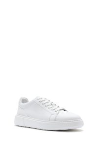 کتونی مردانه چرم سفید بنددار دری مد