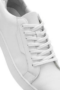 کتونی مردانه چرم سفید بنددار دری مد