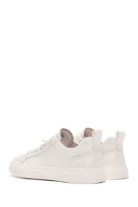 کتونی مردانه چرم سفید بنددار دری مد