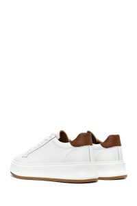 کتونی مردانه چرم سفید بنددار زیره ضخیم دری مد