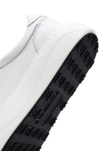 کتونی مردانه چرم سفید بنددار زیره ضخیم دری مد