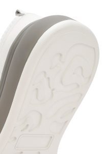 کتونی مردانه چرم سفید زیره ضخیم بنددار دری مد