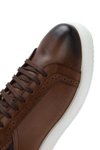 کتونی مردانه چرم عسلی بنددار دری مد