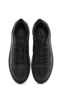 کتونی مردانه چرم مشکی بنددار دری مد