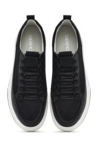 کتونی مردانه چرم مشکی بنددار دری مد