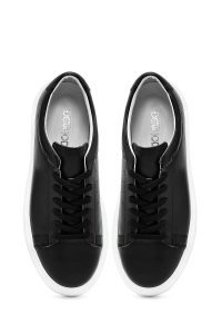 کتونی مردانه چرم مشکی بنددار زیره ضخیم دری مد