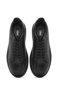 کتونی مردانه چرم مشکی بنددار زیره ضخیم دری مد