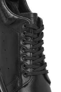 کتونی مردانه چرم مشکی بنددار زیره ضخیم دری مد