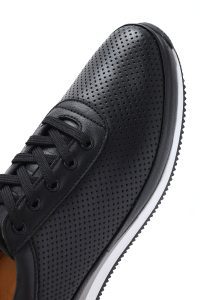 کتونی مردانه چرم مشکی بنددار کژوال دری مد