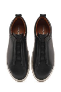 کتونی مردانه چرم مشکی کش‌دار دری مد