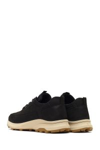 کتونی مردانه چرم نبوک مشکی بندی کژوال با زیره ضخیم دری مد