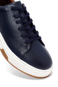 کتونی مردانه چرمی سرمه‌ای بندی زیره ضخیم دری‌مد