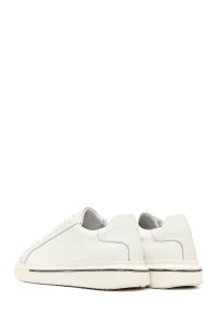 کتونی مردانه چرمی سفید بندی با زیره ضخیم دری مد