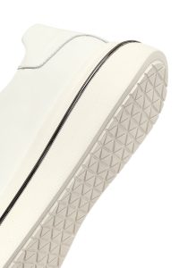 کتونی مردانه چرمی سفید بندی با زیره ضخیم دری مد