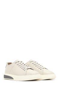 کتونی مردانه چرمی سفید بندی با زیره ضخیم دری مد