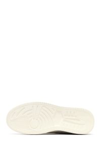 کتونی مردانه چرمی سفید بندی با زیره ضخیم دری مد