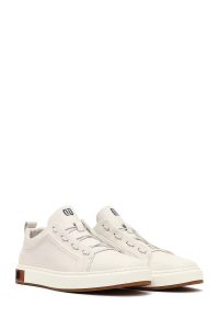 کتونی مردانه چرمی سفید بندی دری مد