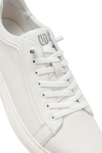 کتونی مردانه چرمی سفید بندی دری مد