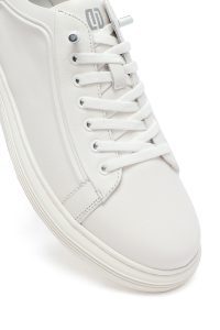 کتونی مردانه چرمی سفید بندی دری مد