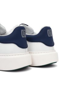 کتونی مردانه چرمی سفید بندی زیره ضخیم دری‌مد