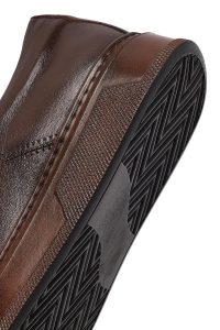 کتونی مردانه چرمی قهوه‌ای بندی دری مد