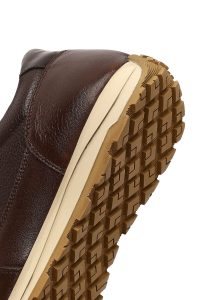 کتونی مردانه چرمی قهوه‌ای بندی کژوال دری مد