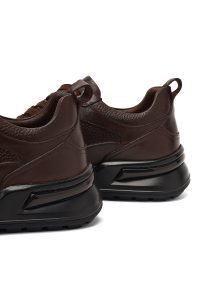 کتونی مردانه چرمی قهوه‌ای بندی کژوال با زیره ضخیم دری مد