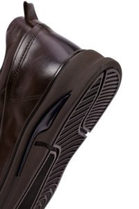 کتونی مردانه چرمی قهوه‌ای بندی کژوال دری‌مد