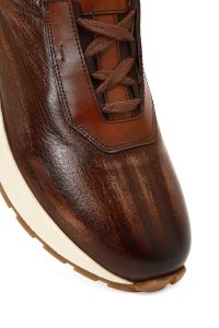 کتونی مردانه چرمی قهوه‌ای کژوال با زیره ضخیم دری مد