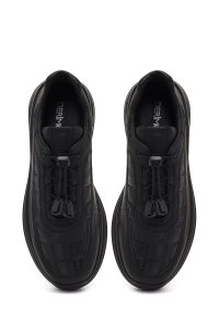 کتونی مردانه چرمی مشکی با زیره ضخیم دری مد