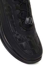 کتونی مردانه چرمی مشکی با زیره ضخیم دری مد